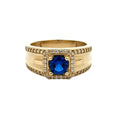 10kt Yellow Gold Men Ring Blue Stone