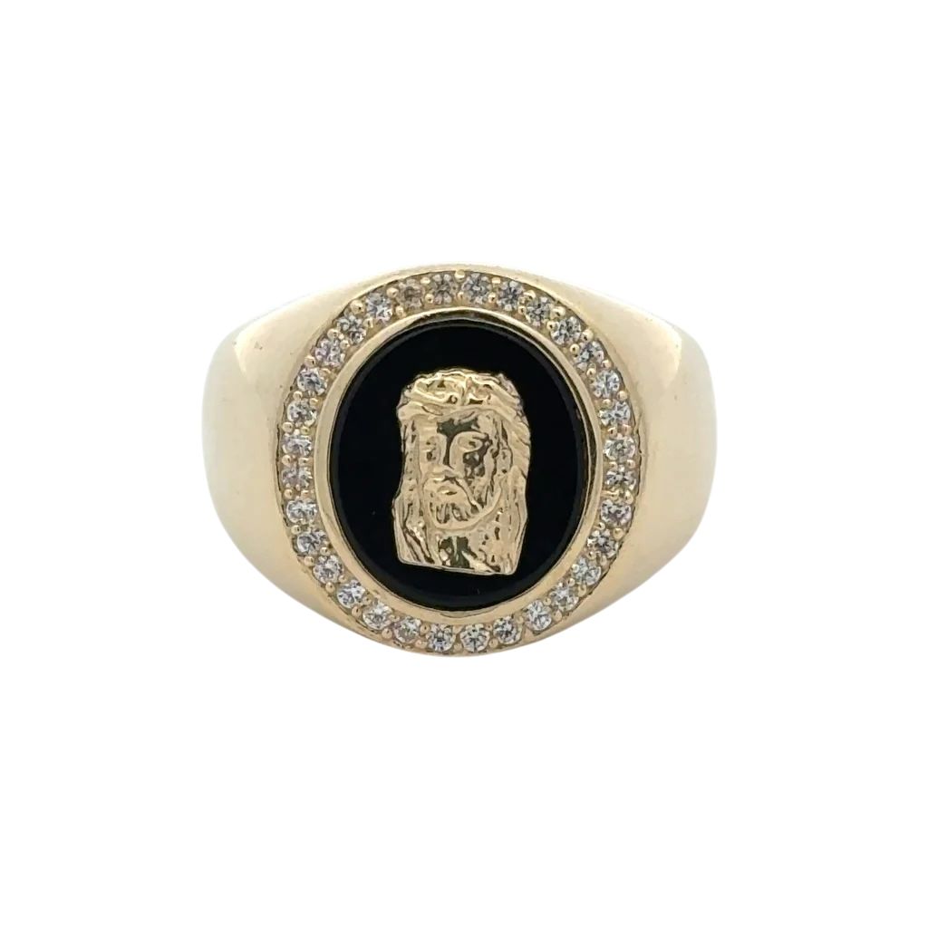 10kt Yellow Gold Men Ring Face of Jesus