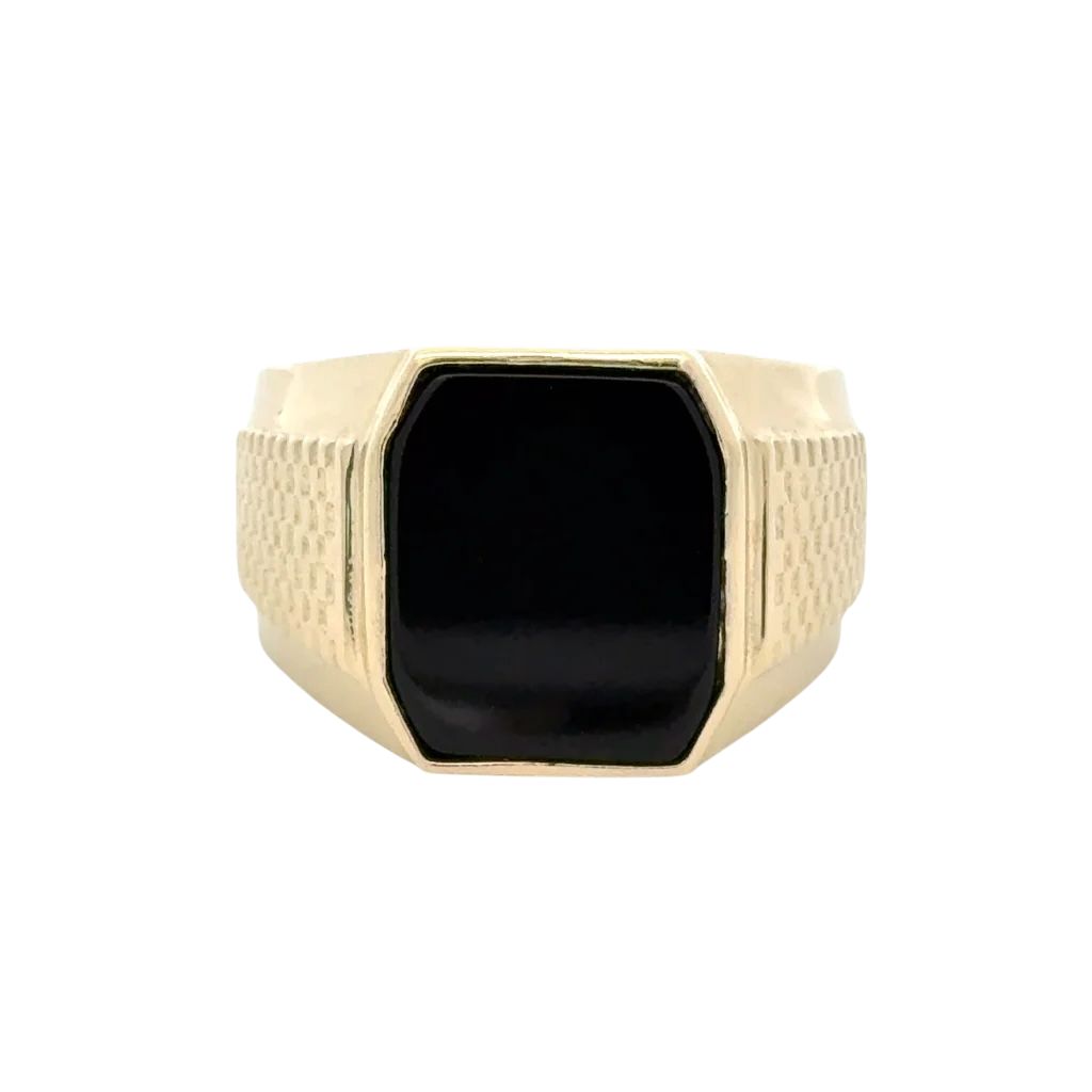 10kt Yellow Gold Men Ring Onyx