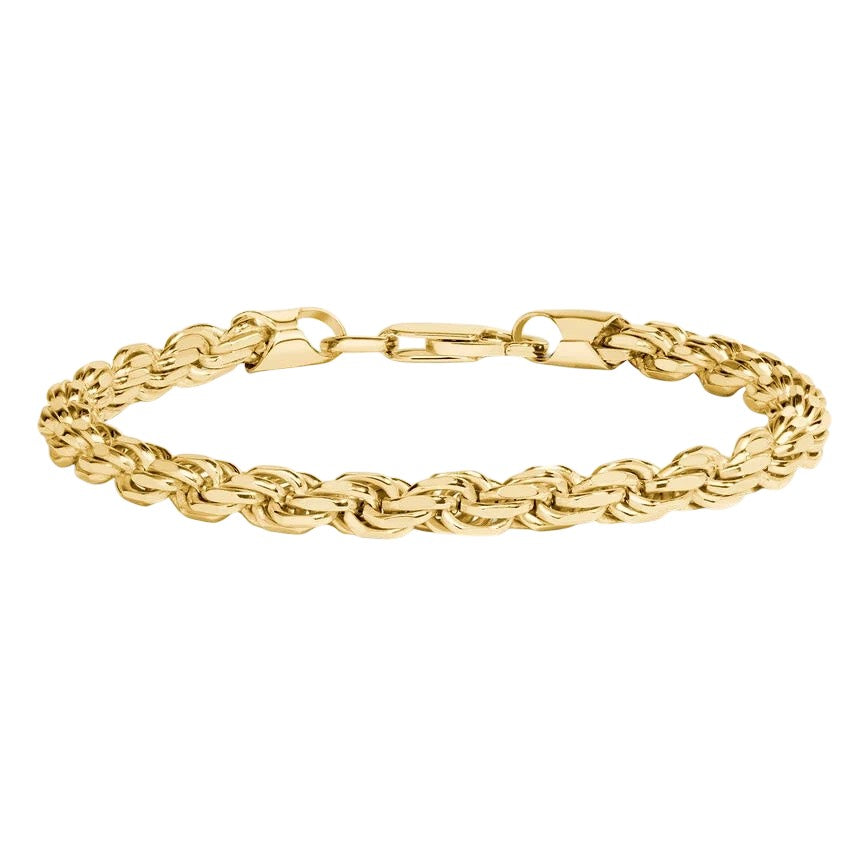 14KT YELLOW GOLD LIGHTWEIGHT ROPE CHAIN BRACELET 5MM 8.5IN