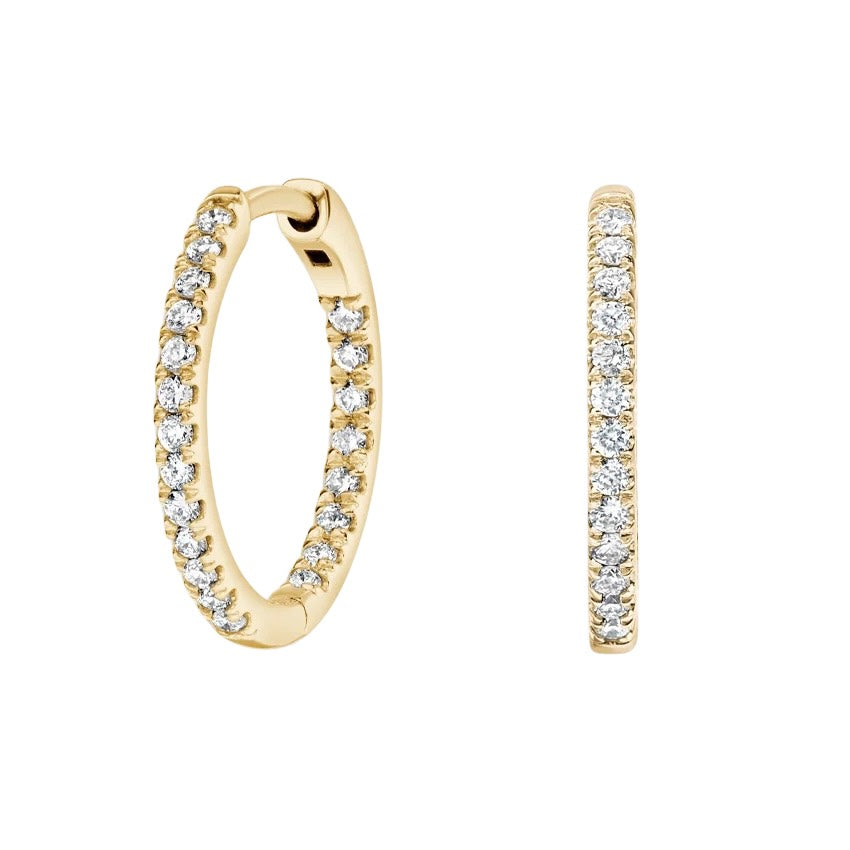 14KT YELLOW GOLD SMALL HOPP NATURAL DIAMOND EARRINGS
