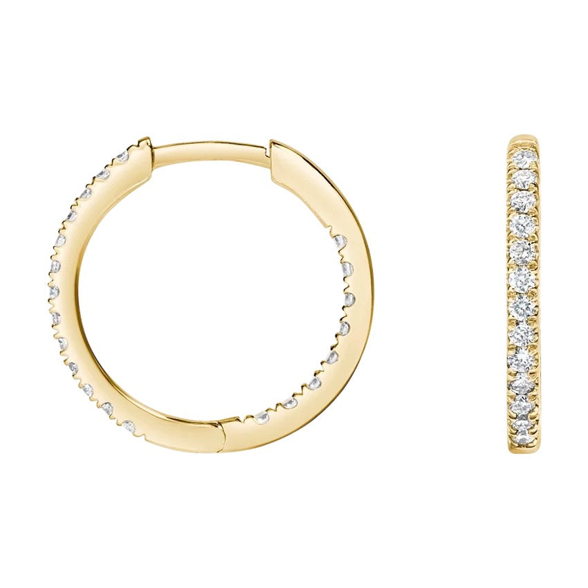 14KT YELLOW GOLD SMALL HOPP NATURAL DIAMOND EARRINGS