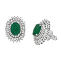 14KT WHITE GOD 1.15CT DIAMOND EMERALD 2.05CT EARRINGS PRINCESS DIANA