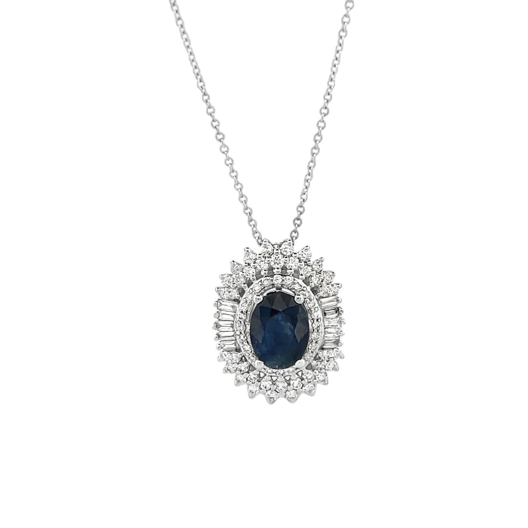 14KT WHITE GOLD 0.53CT SAPPHIRE 1.30CT DIANA PRINCESS NECKLACE