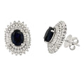 14kt White Gold Princess Diana Blue Saphire Earrings With Natural Diamonds