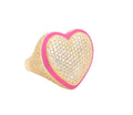 14kt Yellow Gold Chubby CZ Pink Heart Ring