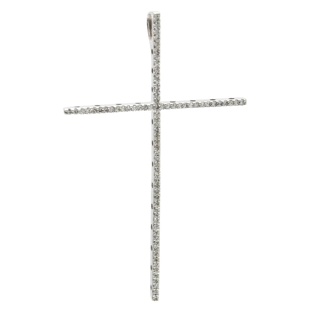 14kt White Gold Diamond Cross Pendant