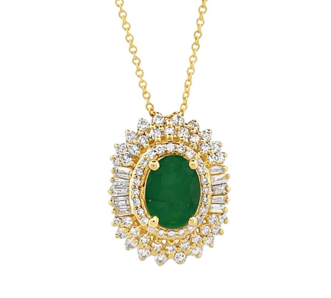 14kt Yellow Gold Emerald Diana Inspired Necklace