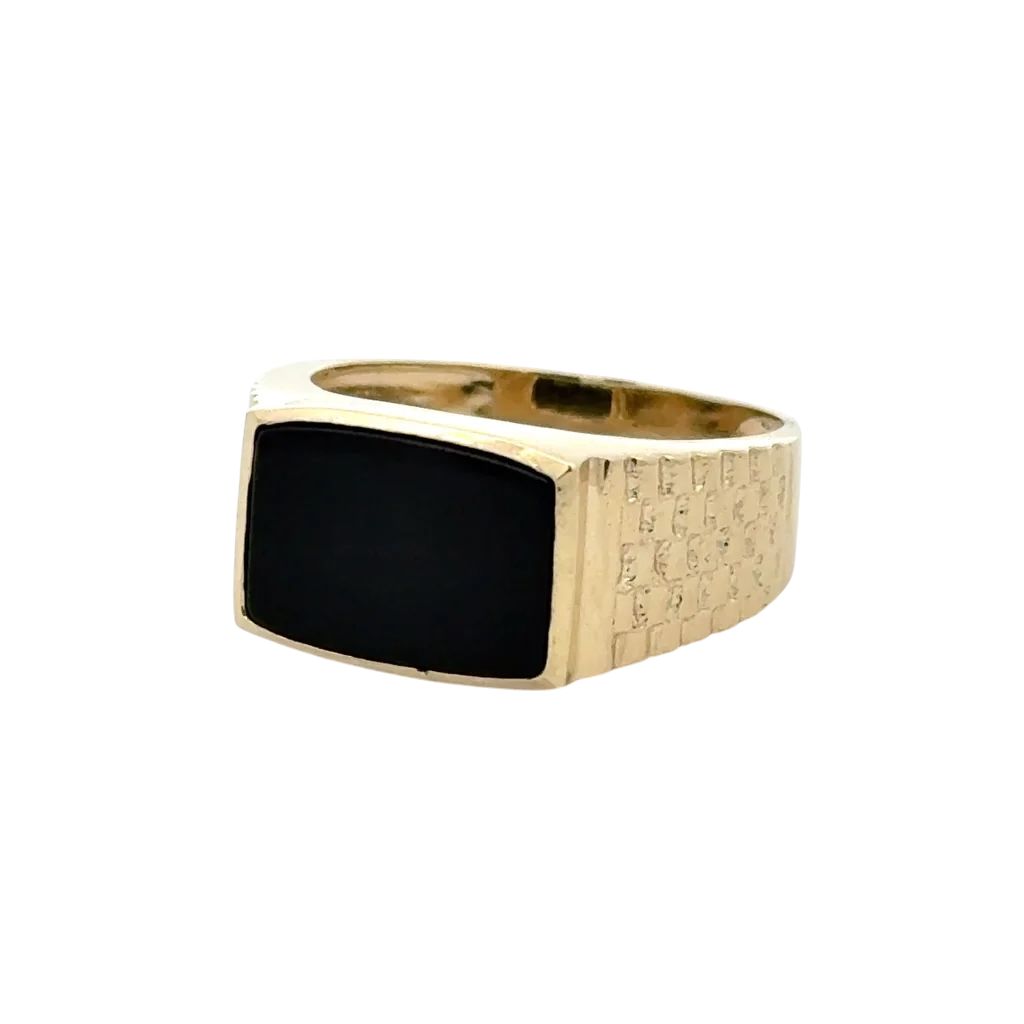 10kt Yellow Gold Men Ring Onyx 4mm
